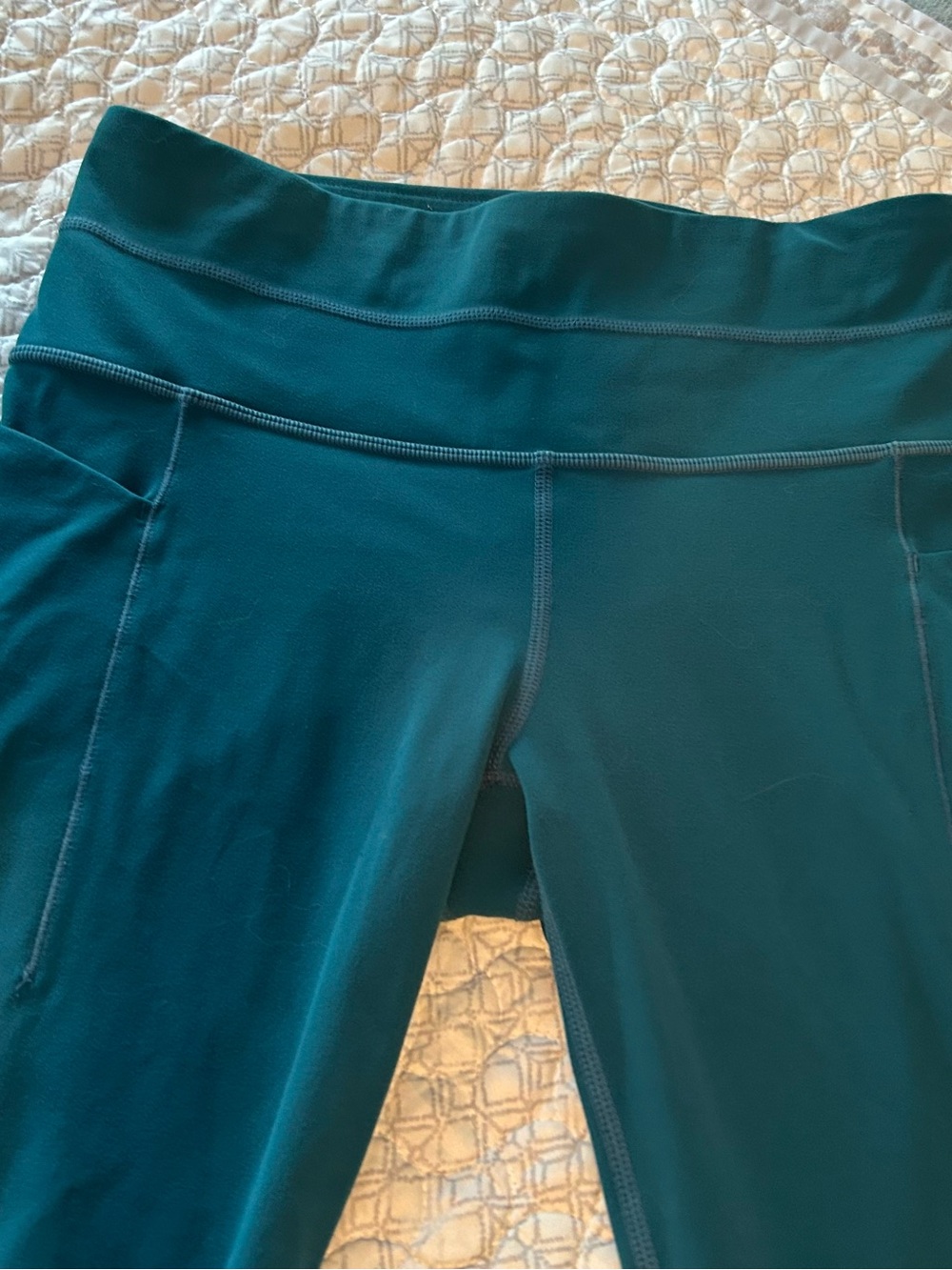 Athleta Chakra Teal 7/8 Powervita Tights with Laser Cut Design - Picture 3 of 9